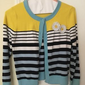 Knit button down light weight striped jacket